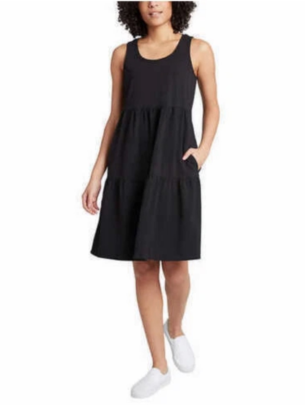 Frye Sleeveless Black Tiered Midi Dress, Size Large